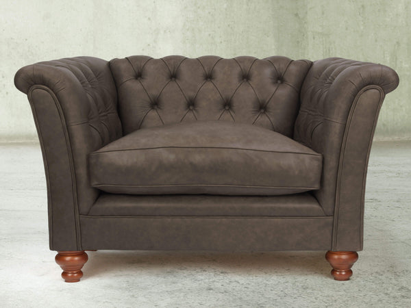 Darcy Chesterfield Chair In Pewter Ol' School Leather