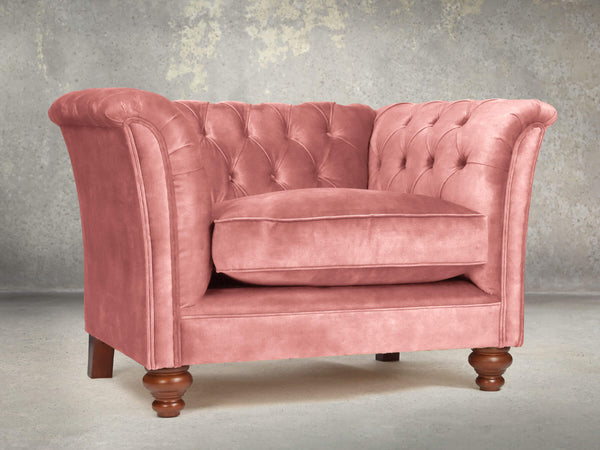 Darcy Chesterfield Chair In Pink Blush Vintage Velvet