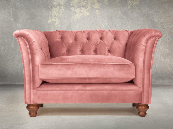 Darcy Chesterfield Chair In Pink Blush Vintage Velvet