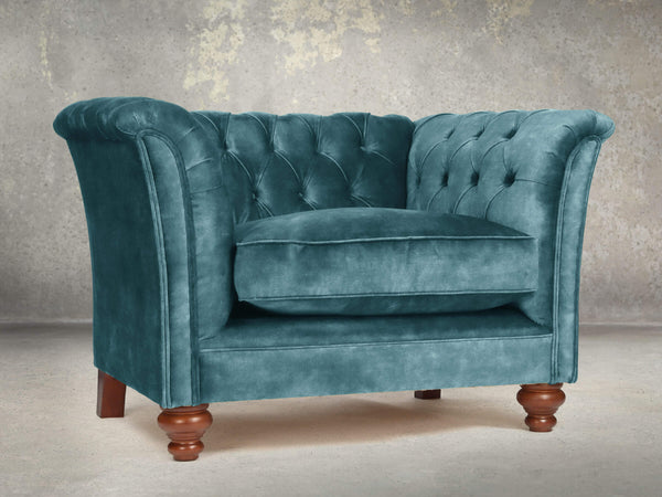 Darcy Chesterfield Chair In Teal Vintage Velvet