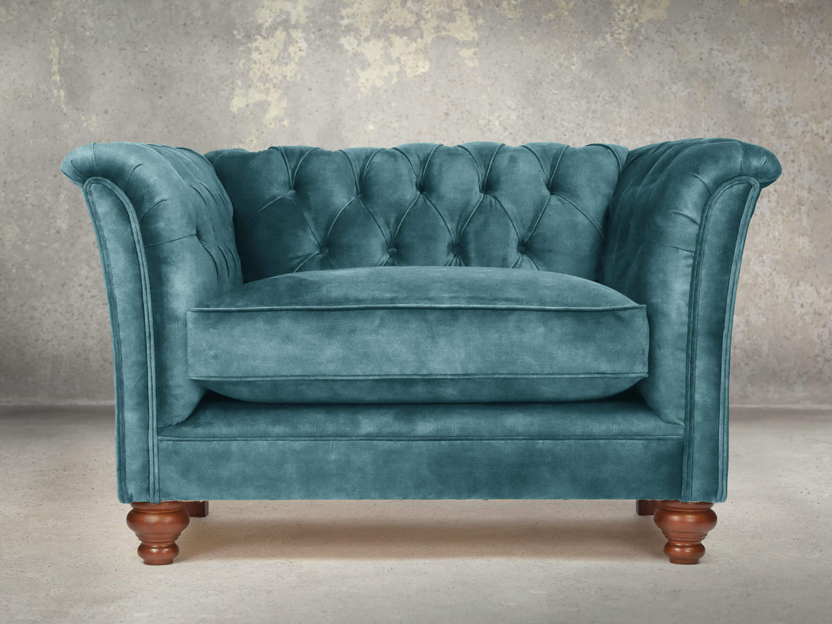 Darcy Chesterfield Chair In Teal Vintage Velvet