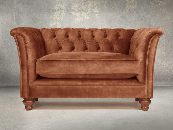 Darcy Chesterfield Snuggler In Burnt Umber Vintage Velvet