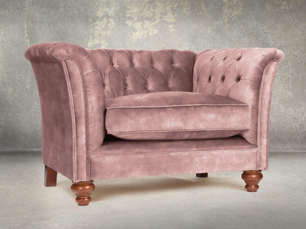 Darcy Chesterfield Snuggler In Dusky Pink Vintage Velvet