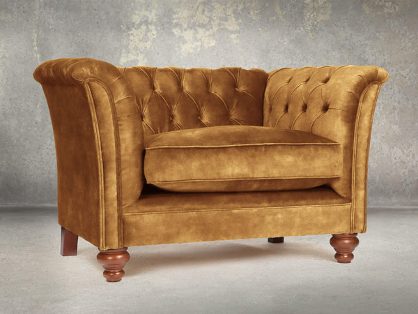 Darcy Chesterfield Snuggler In Gold Vintage Velvet