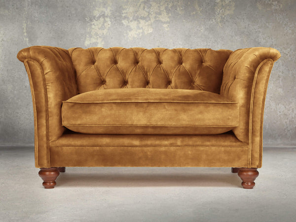 Darcy Chesterfield Snuggler In Gold Vintage Velvet