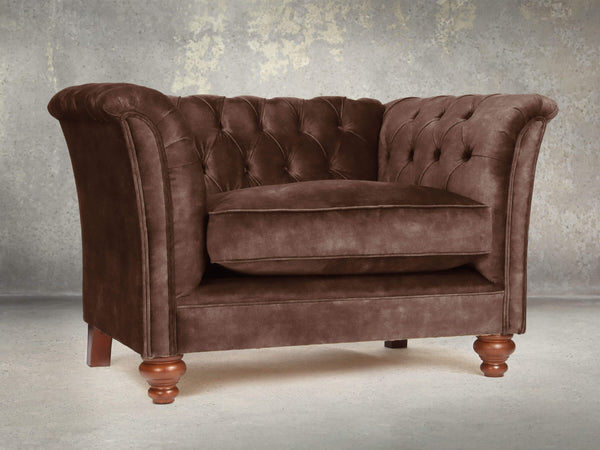 Darcy Chesterfield Snuggler In Hickory Vintage Velvet