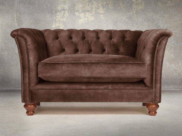 Darcy Chesterfield Snuggler In Hickory Vintage Velvet