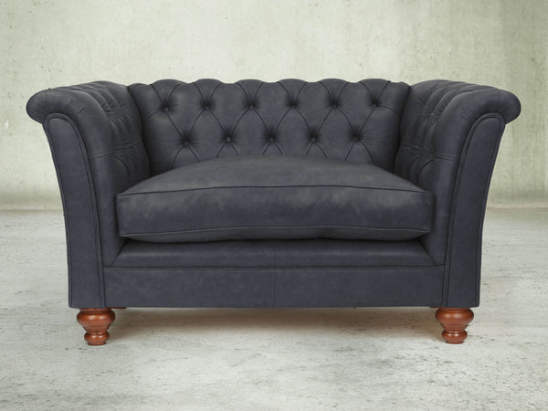 Darcy Chesterfield Snuggler In Midnight Ol' School Leather