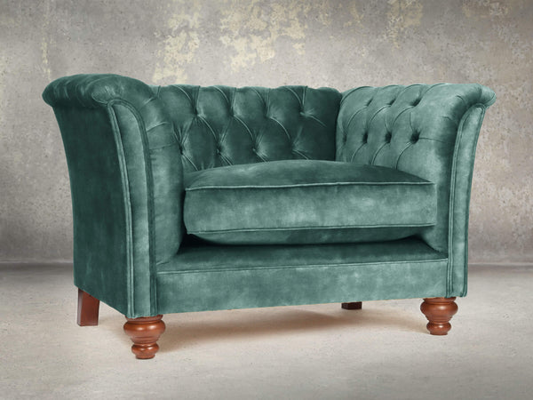 Darcy Chesterfield Snuggler In Ocean Storm Vintage Velvet