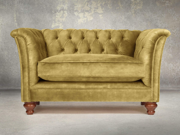 Darcy Chesterfield Snuggler In Olive Vintage Velvet