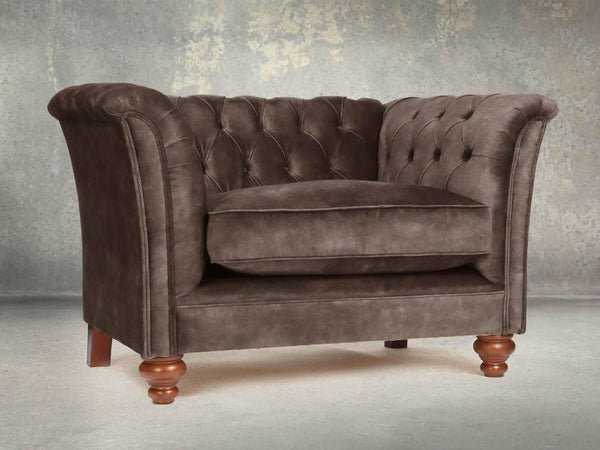 Darcy Chesterfield Snuggler In Otter Vintage Velvet