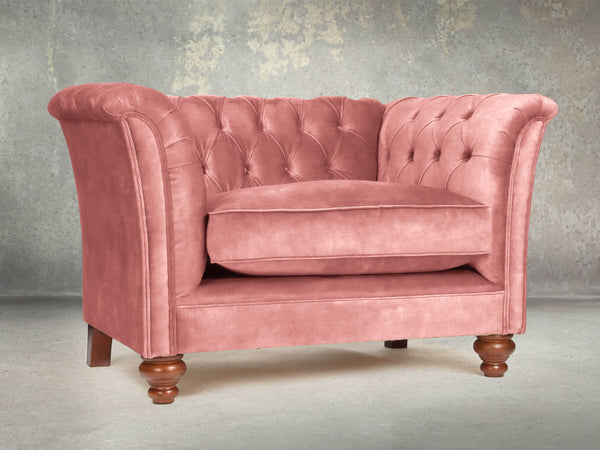 Darcy Chesterfield Snuggler In Pink Blush Vintage Velvet