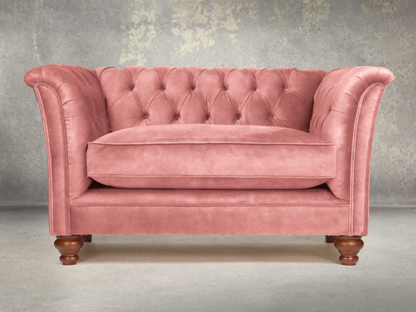 Darcy Chesterfield Snuggler In Pink Blush Vintage Velvet