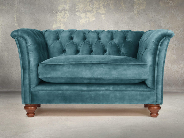 Darcy Chesterfield Snuggler In Teal Vintage Velvet