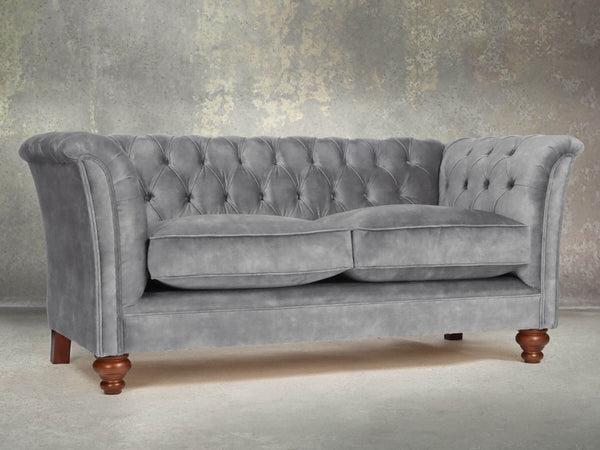 Darcy Snug 2 Seat Chesterfield Sofa In Dove Vintage Velvet