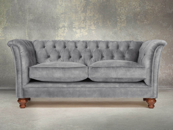 Darcy Snug 2 Seat Chesterfield Sofa In Dove Vintage Velvet