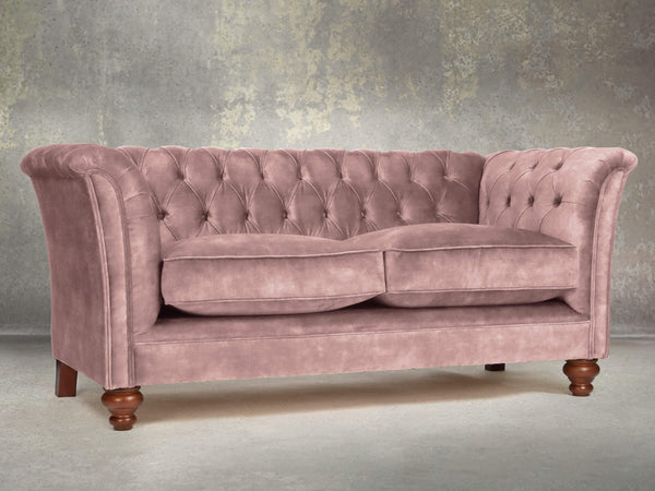 Darcy Snug 2 Seat Chesterfield Sofa In Dusky Pink Vintage Velvet