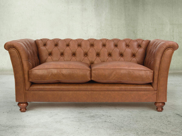 Darcy Snug 2 Seat Chesterfield Sofa In Gingerbread Ol' School Leather