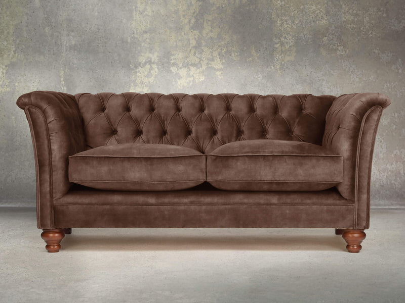 Darcy Snug 2 Seat Chesterfield Sofa In Hickory Vintage Velvet