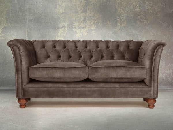 Darcy Snug 2 Seat Chesterfield Sofa In Otter Vintage Velvet