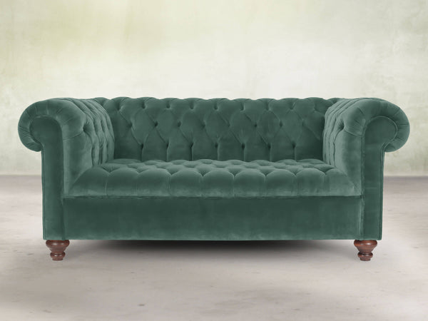 Elsa 2 Seat Chesterfield Sofa In Aqua Lush Velvet