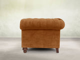 Elsa 2 Seat Chesterfield Sofa In Burnt Orange Lush Velvet