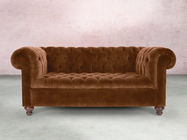 Elsa 2 Seat Chesterfield Sofa In Burnt Umber Vintage Velvet