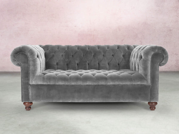 Elsa 2 Seat Chesterfield Sofa In Dove Vintage Velvet