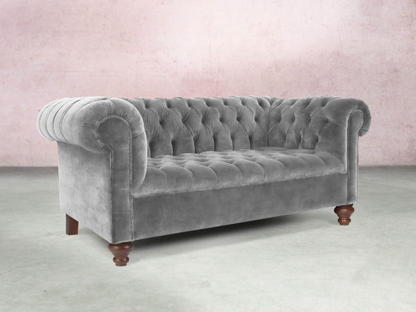 Elsa 2 Seat Chesterfield Sofa In Dove Vintage Velvet