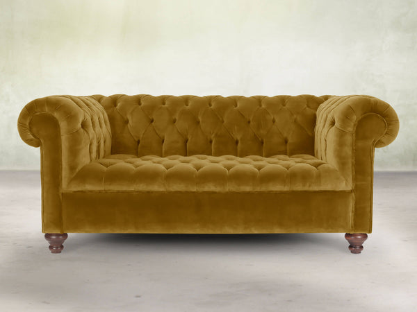 Elsa 2 Seat Chesterfield Sofa In Golden Lush Velvet