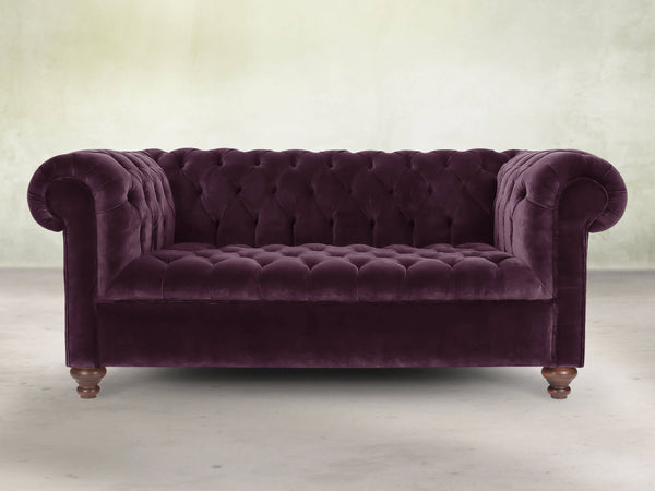 Elsa 2 Seat Chesterfield Sofa In Grape Lush Velvet