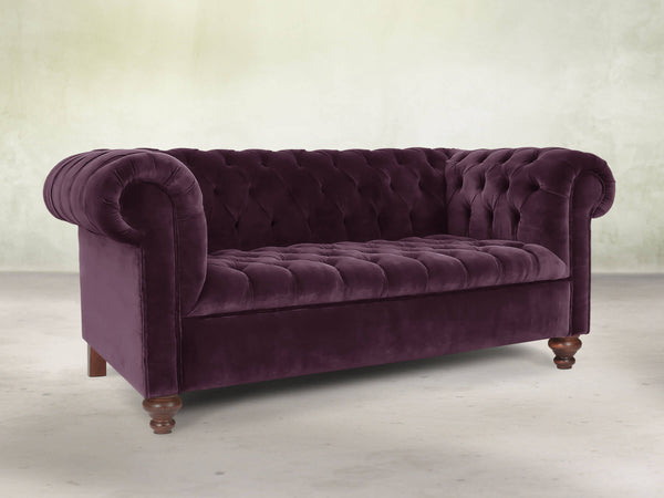 Elsa 2 Seat Chesterfield Sofa In Grape Lush Velvet