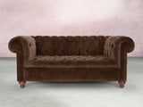 Elsa 2 Seat Chesterfield Sofa In Hickory Vintage Velvet