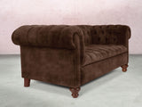 Elsa 2 Seat Chesterfield Sofa In Hickory Vintage Velvet