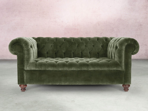 Elsa 2 Seat Chesterfield Sofa In Jade Vintage Velvet