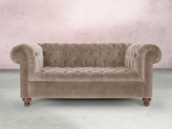 Elsa 2 Seat Chesterfield Sofa In Mocha Vintage Velvet