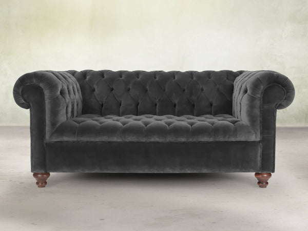 Elsa 2 Seat Chesterfield Sofa In Nickel Lush Velvet