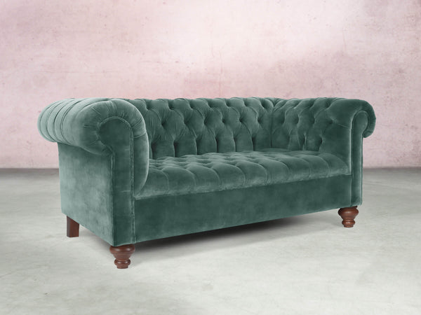 Elsa 2 Seat Chesterfield Sofa In Ocean Storm Vintage Velvet