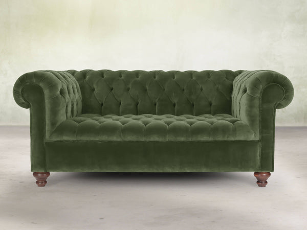 Elsa 2 Seat Chesterfield Sofa In Pine Lush Velvet