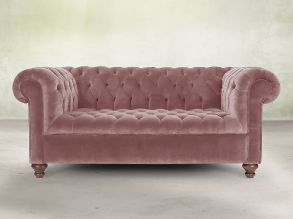 Elsa 2 Seat Chesterfield Sofa In Pink Lush Velvet