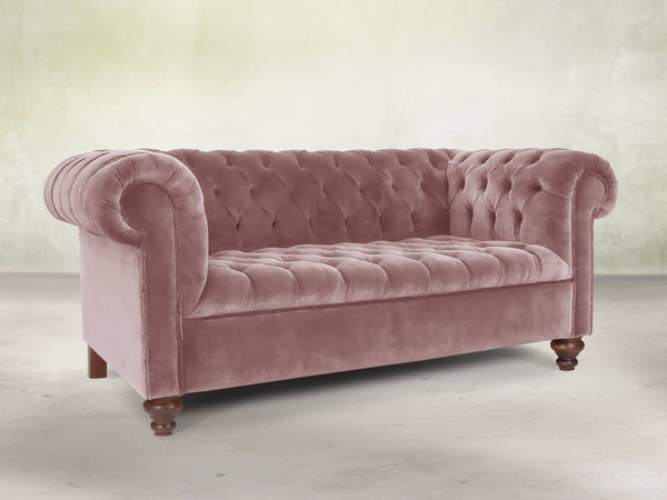 Elsa 2 Seat Chesterfield Sofa In Pink Lush Velvet