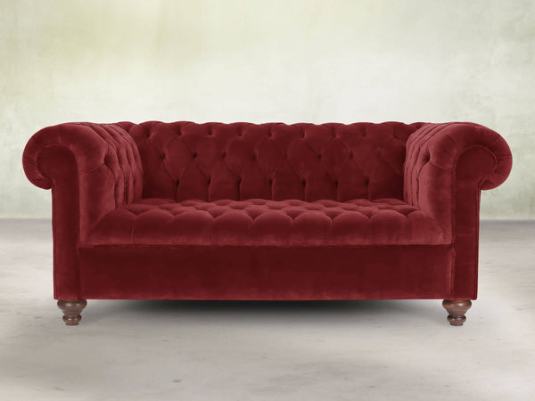 Elsa 2 Seat Chesterfield Sofa In Red Lush Velvet