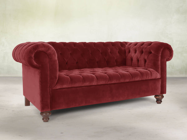 Elsa 2 Seat Chesterfield Sofa In Red Lush Velvet