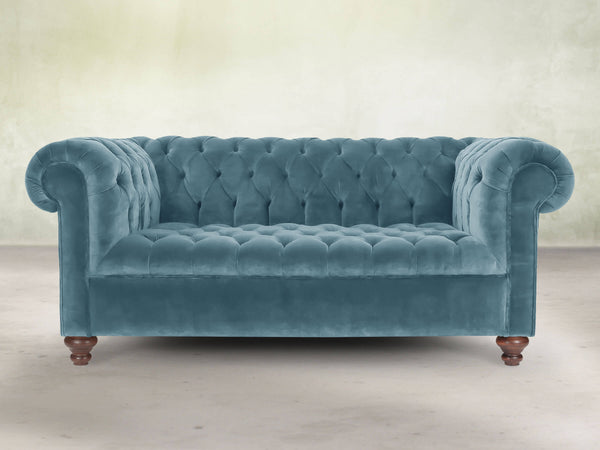 Elsa 2 Seat Chesterfield Sofa In Sky Lush Velvet