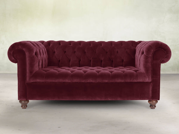 Elsa 2 Seat Chesterfield Sofa In Wine Lush Velvet