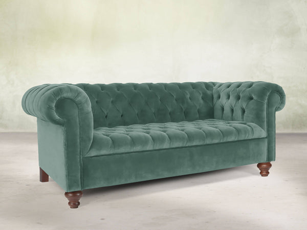 Elsa 3 Seat Chesterfield Sofa In Aqua Lush Velvet