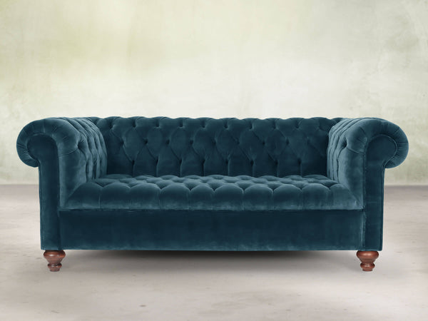 Elsa 3 Seat Chesterfield Sofa In Blue Lush Velvet