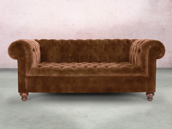 Elsa 3 Seat Chesterfield Sofa In Burnt Umber Vintage Velvet