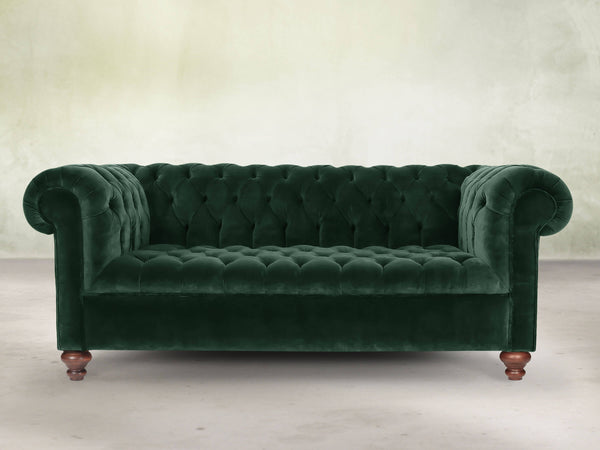 Elsa 3 Seat Chesterfield Sofa In Dark Green Lush Velvet