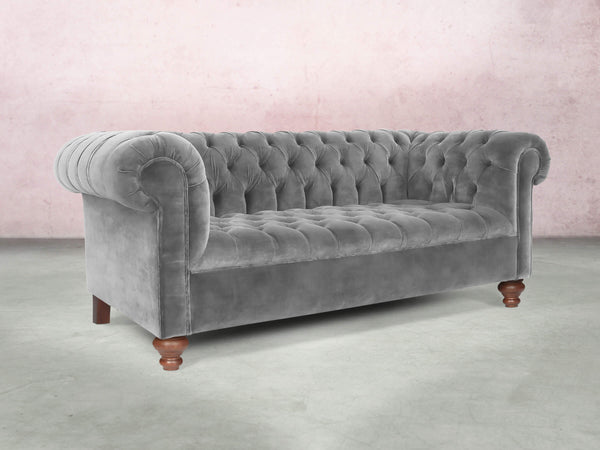 Elsa 3 Seat Chesterfield Sofa In Dove Vintage Velvet